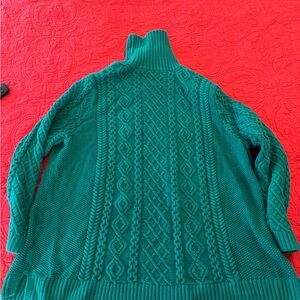 Lands End Classic VTG Cable Knit Sweater 2XL Teal Cottagecore